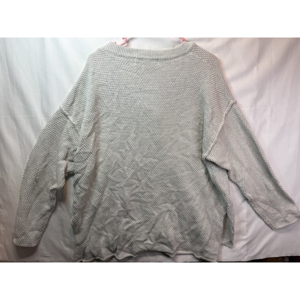 Free People FP Beach Hailee Set Waffle Knit Henley & Wide Leg Light Grey Medium - Picture 7 of 10